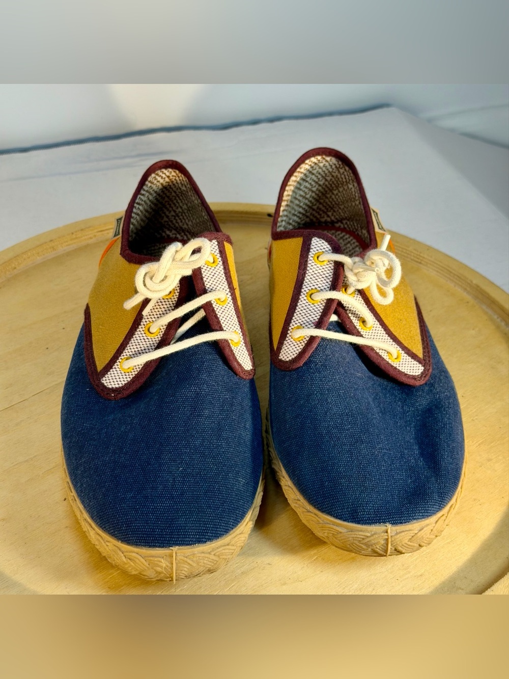 Maians Sisto Combi 2 Canvas Espadrille Plimsoles Navy And Mustard Size 43(10)